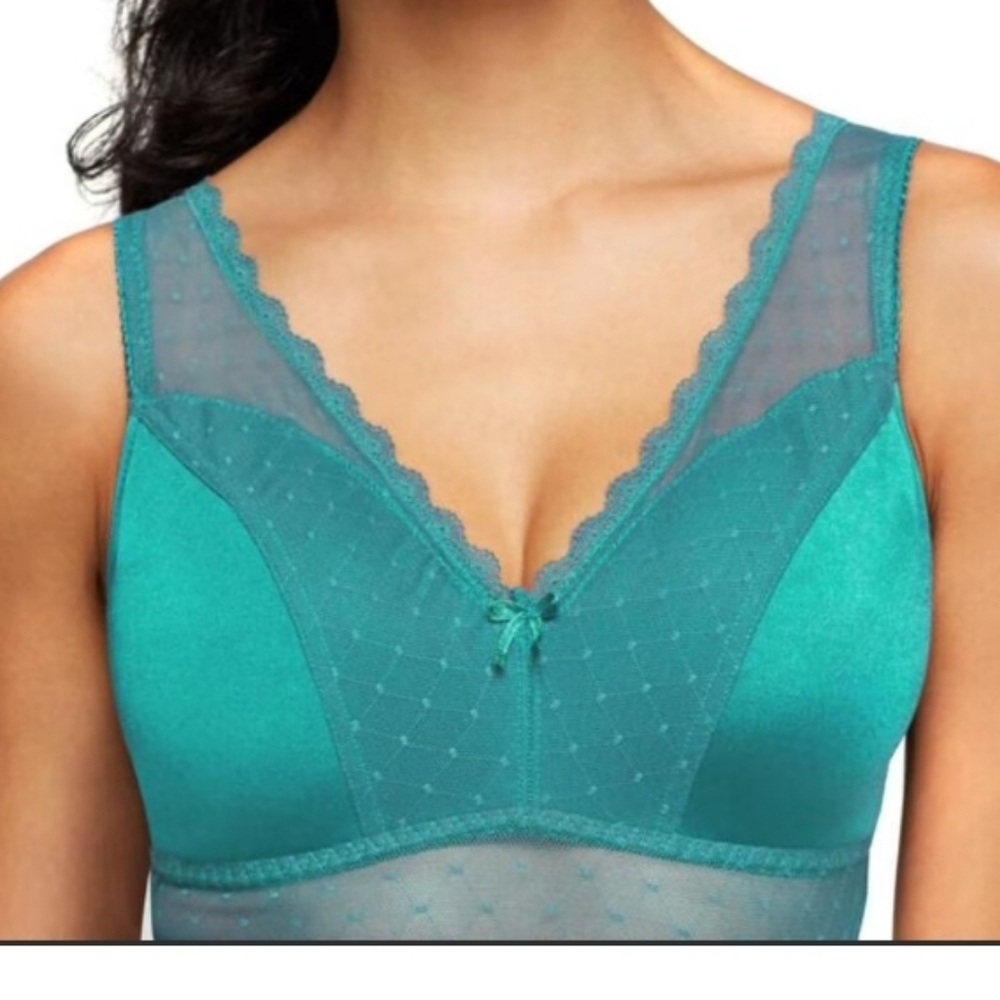 Rhonda shear Teal small Lace Trim Bralette - Picture 9 of 9